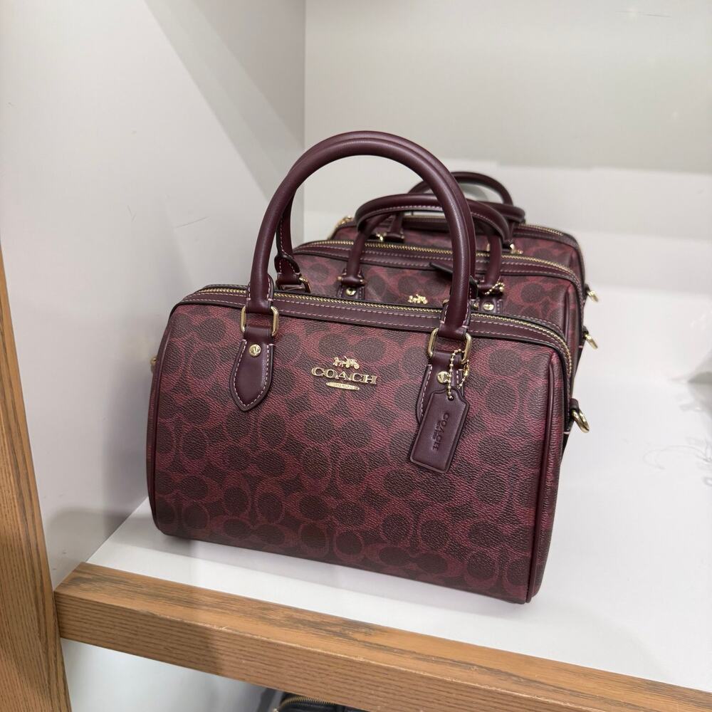 New‼️Coach CV961 Rowan Satchel Bag Signature Canvas CURRANT